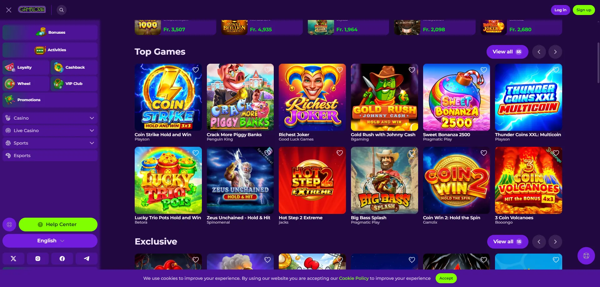 RTP Werte bei Gambloria Casino Online Spielen &Ouml;sterreich